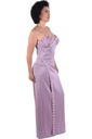Rhinestone-Embellished Floral Applique Maxi Dress