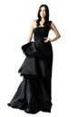 One-Shoulder Jumpsuit with Detached Feathered Satin Skirt