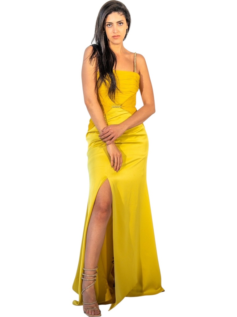 Rhinestone-Gathered Draped Mesh Corset Maxi Dress with Tight Ruched Detail