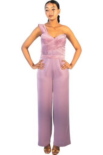 Fitted Pleated Corset Wide-Leg Jumpsuit
