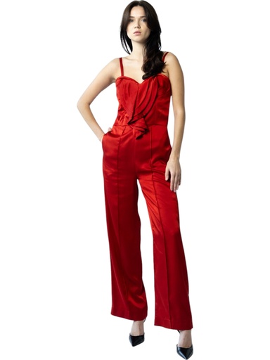 Ruffled jumpsuit adorned with a corset