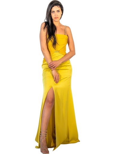 Rhinestone-Gathered Draped Mesh Corset Maxi Dress with Tight Ruched Detail
