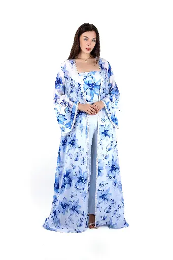 Azure Bloom Abaya Set